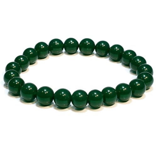 ANAYA AGATE Healing Crystal Bracelet for Women and Men – 8mm Round Beaded Bracelet for Men and Women – Unisex Stretchy Gemstone Bracelet for Healing and Protection - color: Green Jade