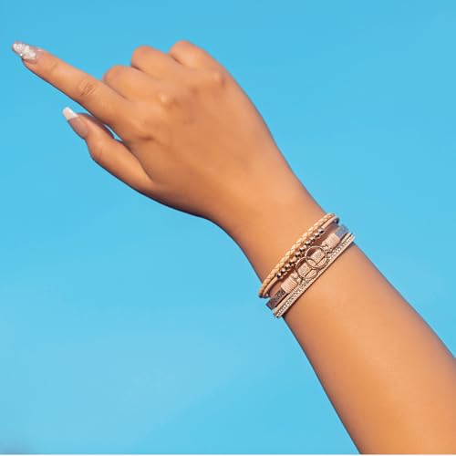 FANCY SHINY Boho Leather Wrap Bracelet Stackable Infinity Chunky Cuff Bracelets Western Hippie Outfits Jewelry Valentine Gifts for Women - color: Gold