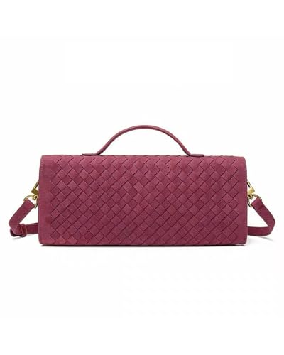NEWBELLA Handwoven Women's Clutch Purse, Crossbody Bag with Adjustable Strap for Evening & Casual Use - color: Matted Burgundy