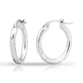 Hoops & Loops 925 Sterling Silver Diamond-Cut Hoop Earrings for Women, 2mm Textured Lightweight Click Top Hoops, 15mm 20mm 25mm 30mm, Silver 14k Yellow Gold & Rose Gold Flash Plated - color: Silver - 15mm (0.59'')