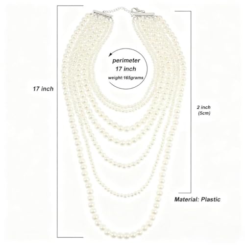 Layered Pearl Necklaces for Women Big Pearl Long Chain Necklace Dainty Faux Pearl Necklaces Statement Sweater Strand Chain Jewelry - style: pearl