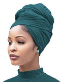 Nonbongoy Head Wraps for Black Women Stretch Headwraps Large Hair Wraps Hijab Scarves for Muslim Head Scarf Turban Headbands - color: 1-cyan Headwrap
