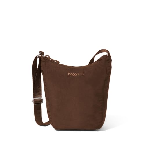 Baggallini Swift Mini Crossbody Bag for Women - 4.5x7 Small Travel Purse with Crossbody Strap and RFID - color: B-lite Walnut