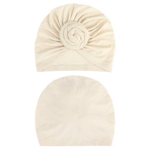 African Women Turban Caps Pre-Tied Twisted Turbans Head Scarf for Women Hair Wraps Cover Beanie Cancer Chemo Headwear - color: 1 Pack Flower: White