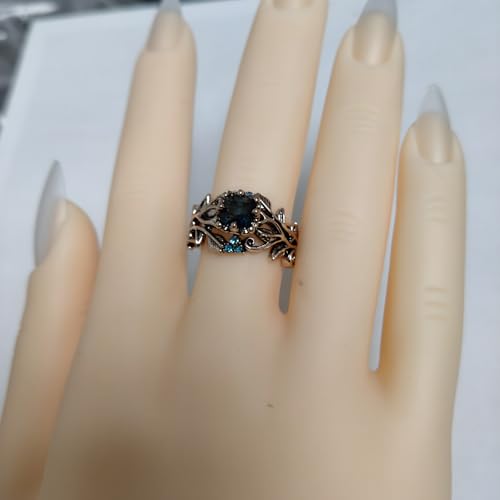 Green Emerald Leaf Wedding Ring Vintage Green Gemstone Leaf Rings