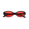 90s Sunglasses for Women Men Retro Small Oval Sunglasses - color: Black/Red