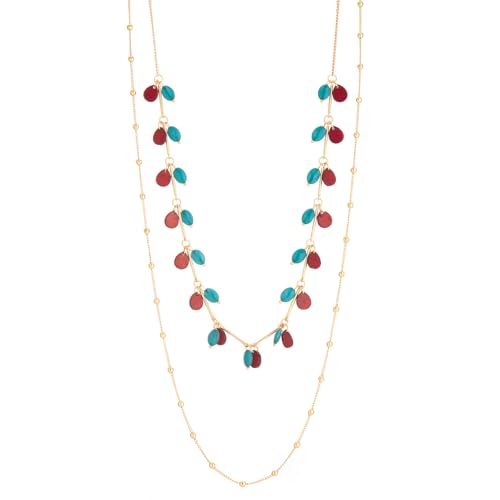 BULINLIN Layered Long Necklaces for Women Long Beaded Chain Necklace CostumeJewelry Mothers Day Gifts for Mom - color: Red green