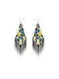 Handmade Seed Beaded Earrings, Lightweight Boho Fringe Dangle Earrings, Glass Bead Drop Jewelry for Everyday Wear & Party, Women Gifts - color: Feather
