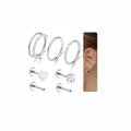 G23 Titanium 3PCS/7PCS 16G Cartilage Double-Hoop Helix Conch Piercing Jewelry With Cubic Zirconia Flat Back Stud Earrings Set For Women Men - color: A-7PCS-Silver-16G
