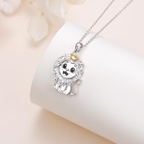 925 Sterling Silver Animal Necklaces Lion/Cat/Phoenix/Bunny/Koalas Necklace Adjustable Chain Animal Lover Pendant Jewelry for Women Men - style: Lion
