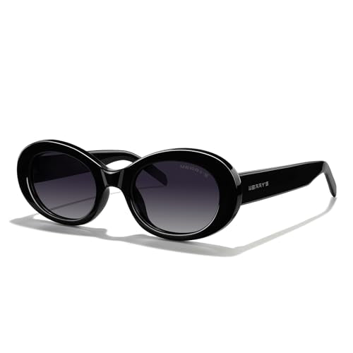 MERRY'S Modern Oval Round Acetate Sunglasses for Women UV400 Polarized Sunglasses S6191 - color: Black Frame/Black Gradient Lens