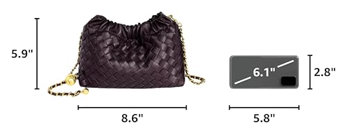 Joryin Woven Women's Crossbody Bag & Evening Purse, Trendy Dumpling Clutch & Hobo Cloud Shoulder Bag Trendy Dumpling Clutch - color: Woven Leather-dark Purpple