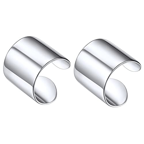 ChicSilver 925 Sterling Silver Ear Cuff Earrings Non Piercing Clip on Cartilage Cuff Earrings for Women - style: D: 10mm Simple Cuff
