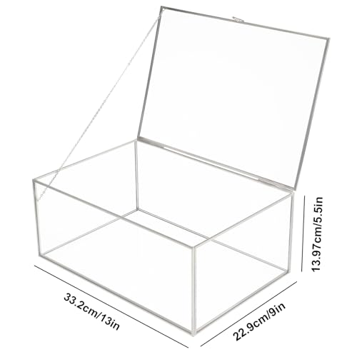 HighFree Vintage Glass Box with Lid - Clear Jewelry Glass Display Box Keepsake Box - Home Decor Decorative Box for Trinket Rings Bracelet (Silver, X-Extra Large) - color: Silver, size: X-Extra Large