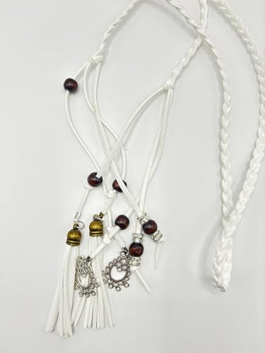 Women's Waist Belts Woven Tassels Chain Belt Skinny Rope Belt for Skirt Dress Boho Style - color: White