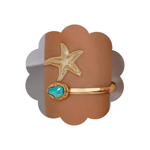 Arm Cuff for Women Gold Upper Arm Bracelet Minimalist Adjustable Cuffs Bangle Punk Dress Jewelry - style: Star B
