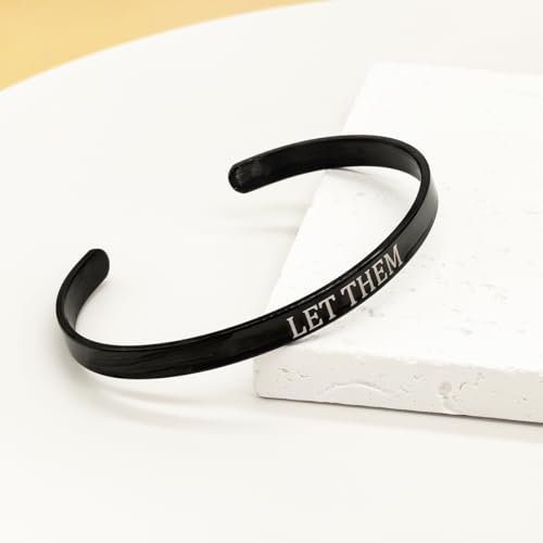 Remember Who The You Are Motivational Cuff Bracelet for Women, Stainless Steel Color Inspirational Bangle Bracelets with Engraved Hidden Message Jewelry for Sisters BFF Friends Gifts - color: Silver Let Them
