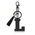 Oubaka Initial Monogram A-Z Keychain for Women, Cute Initial Letter Keychain with Tassel for Handbag Car Key Bag Keyring - color: Black-l