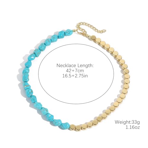 INENIMARTJ Gold Turquoise Necklace for Women Boho Turquoise Pendant Necklace Gold Chain Turquoises Necklaces Trendy Western Turquoises Jewelry for Womens - style: style E