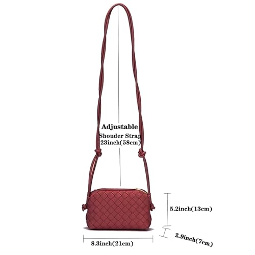ZEDIUH Woven Bag for Women Crossbody Shoulderbag, Small Vegan Leather Purse - color: Burgundy