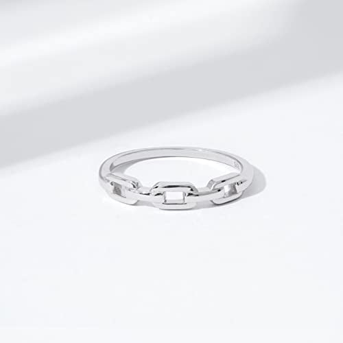 Amazon Essentials Plated Sterling Silver Chain Link Accent Ring - color: Rhodium, size: 8