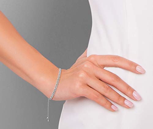 Miabella Italian 925 Sterling Silver, 18K Gold Plated 4mm Byzantine Adjustable Bolo Link Chain Bracelet for Women Handmade in Italy - style: sterling silver