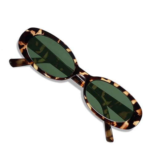 VANLINKER Polarized Retro Oval Sunglasses for Women and Men Small 90s Style VL9580 - color: C2 Tortoise Frame/G15 Lens