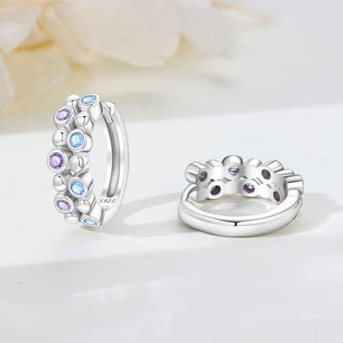 Earrings for Women 925 Sterling Silver Hoop Earring Colorful Cute Fashion Hoop Earrings Graduation Birthday Jewelry Gifts for Women - color: Bubble Earrings