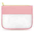 LOKFAR Nylon Makeup Bag DIY Chenille Letter Clear Travel Zipper Pouch, Preppy Makeup Bag Clear Cosmetic Bag, Water-proof Makeup Travel Pouch Snack Bags for Women (Pink) - color: Pink