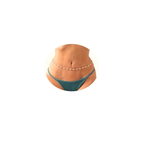 Belly Waist Chain Beads Pearl Coins Layered Belly Chains Boho Gold Plated Sexy Bikini Body Chain Adjustable Jewelry for Women - style: H-6mm pearl