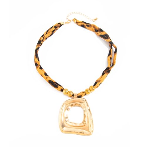 Chunky Gold Necklace for Women, Layered Cross Pendant Pearl Necklace, Stacked Thick Gold Jewelry, Geometric Square Oval Chain, Big Gold Pendant Fashion Accessories - style: Style D