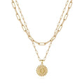 Yoosteel Layered Initial Necklaces for Women Trendy - 14K Gold-Plated Dainty Layering Paperclip Chain Coin Initial Necklace Jewelry Gifts for Women Mom Wife Teen Girls - color: Gold, style: D