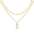 Dainty Gold Charm Necklaces for Women Non Tarnish, 14K Trendy Blue Green Cubic Zirconia Emerald Pendant Birthstone Necklaces Birthday Gifts for Women Waterproof Jewelry - color: 04-April(Diamond)
