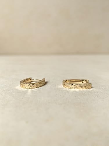 Small Hoop Earrings for Women Glitter Hoops Gold Plated with 925 Sterling Silver Post - style: Gold-oval