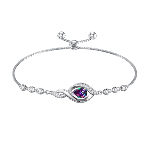 HPQQ Birthstone Bracelet for Women 925 Sterling Silver Infinity Love Jewelry Anniversary Birthday Mothers Day Gifts for Mom Wife Her - color: 06-June-Alexandrite