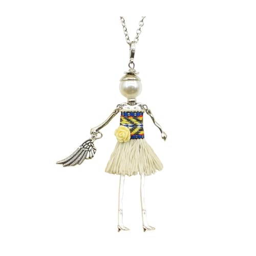 Crystal Paris Doll Necklace for Women, Handmade Cute Dress Long Chain Pendant Necklace Prom Costume Jewelry - style: 24