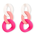 Charm Elegant Hollow Color Chain Acrylic Geometric Temperament Dangle Drop Earrings Bohemian Minimalist Hypoallergenic Jewelry Gift - color: White Pink Pink