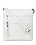 MASINTOR Crossbody Purses for Women, Multi Pocket Casual Crossbody Bag, Adjustable Strap Shoulder Bag with Tassel - color: Pure White