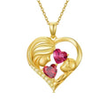 Mothers Day Gifts 14K Yellow Gold Mother Daughter Heart Pendant Necklace with 12 Months Birthstone Birthday Gifts for Mom Anniversarry Jewelry for Mom Wife Girlfriend - color: 01-07-Jan-Jul Birthstone