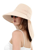 LA CARRIE Women Sun Hats Breathable Wide Brim UV Protection UPF 50+ with Neck Flap Hat for Summer Beach - color: Creamy White