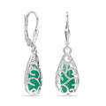 LeCalla 925 Sterling Silver Filigree Dangle Drop Leverback Earrings for Women | Long 925 Silver Dangle Leverback Earrings Hypoallergenic Filigree Tear drop Earrings Jewelry - style: Filigree Green Turquoise-35mm