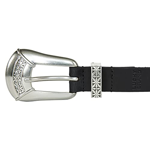 Lucky Brand Women's Western Leather Belt | Classic | Fashion | Vintage | Buffalo Leather | Western-Inspired - color: Western Buckle - Black, size: Small