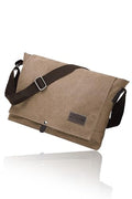 Cota's home Mens Canvas Messenger Bag, Satchel Bag for Men, Fits 14" Laptop, Compact Work Bag for Office & Travel - color: Beige Khaki
