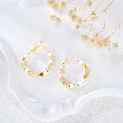 14K Gold Hoop Earrings for Women Gold Earrings for Women 14K gold Hoops Earring Jewelry Gifts - style: Textured Hoop