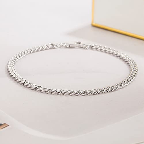 Dankadi Italian Sterling Silver Cuban Link Chain Bracelet Men 3MM 4MM 5MM 6.3 "6.7" 7 "7.5" 8 "8.5" 9 "Solid 925 Silver Bangle For Woman Cuff Jewelry Gift - color: 4MM, size: 8.5 inch