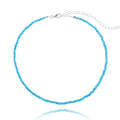 Tgirls Boho Choker Necklace Chain Rice Beaded Necklaces Seed Bead Necklace Accessory for Women - color: Blue
