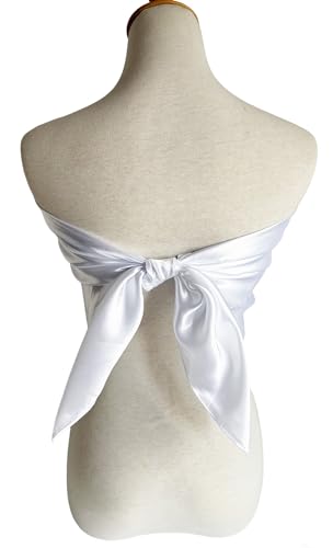 vabovin Satin Head Scarf for Women Solid Color, 35×35 in | Silk Feel Neckerchief, Hair Scarf, Fashion Bandana, Headscarf, Headband, Hair Wrap Sleeping, Daily Fashion Styling - color: 210 White