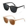 Myiaur Polarized Sunglasses for Women, Trendy Square Shades with UV400 Protection Sun Glasses for Daily (2 Pack) - color: A03 Black+lightcoffee