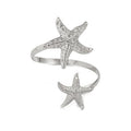 COLORFUL BLING Ocean Starfish Flower Arm Cuff Bracelet for Women Boho Floral Bangle Summer Beach Vacation Armband Jewelry - color: B siver stafish