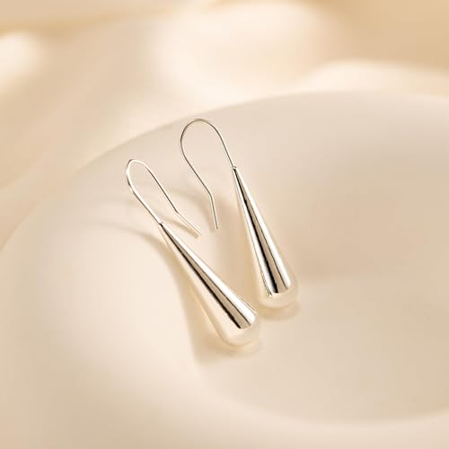 LLWOM Gold Silver CZ Teardrop Dangling, Pearl Drop Studs Dangle Earrings for Women Trendy, Hypoallergenic Jewelry Gift for Wedding/Party/Prom/Daily - color: Silver Teardrop